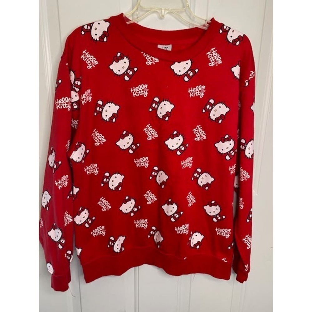 Hello Kitty All Over‎ Red Crewneck Sweatshirt Women’s Sz L NEW No Tags Sanrio